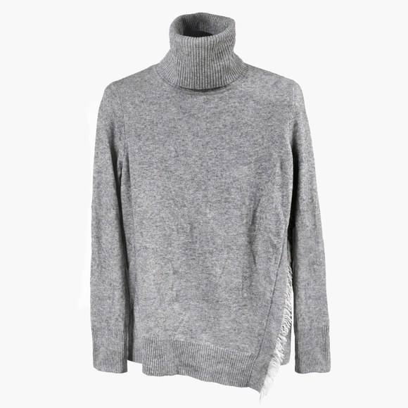 REPEAT Wool / Cashmere Turtleneck Sweater With Fringe - Picture 1 of 9